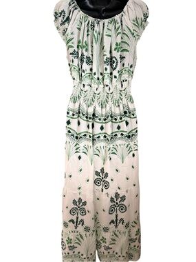 NWT Anthropologie’s  Kindred White and Green Printed Midi Dress